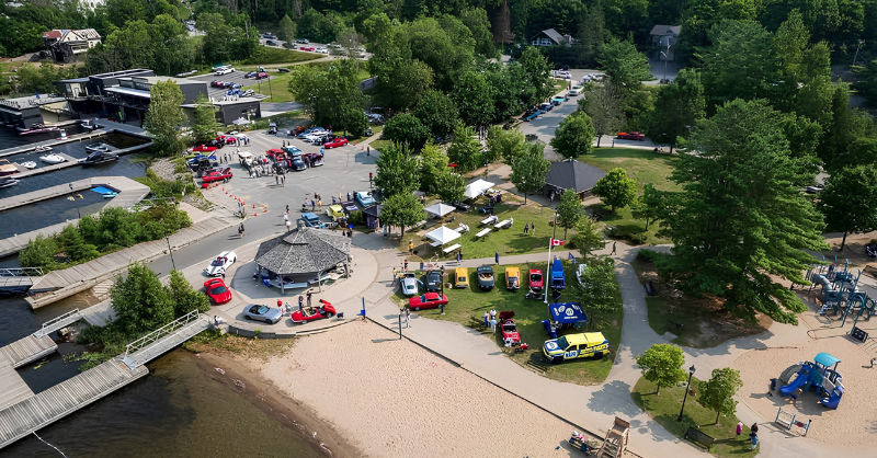 Aerial view of Rosseau waterfront even