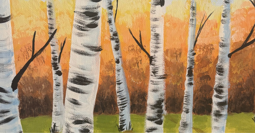 painting of birch trees