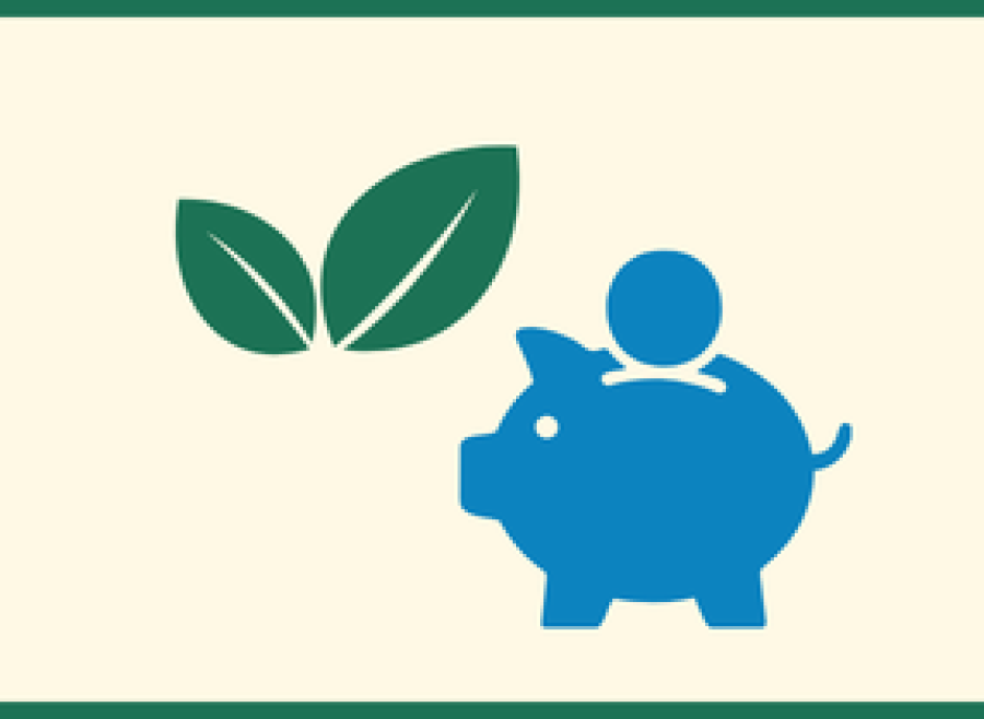 green leaf and piggybank