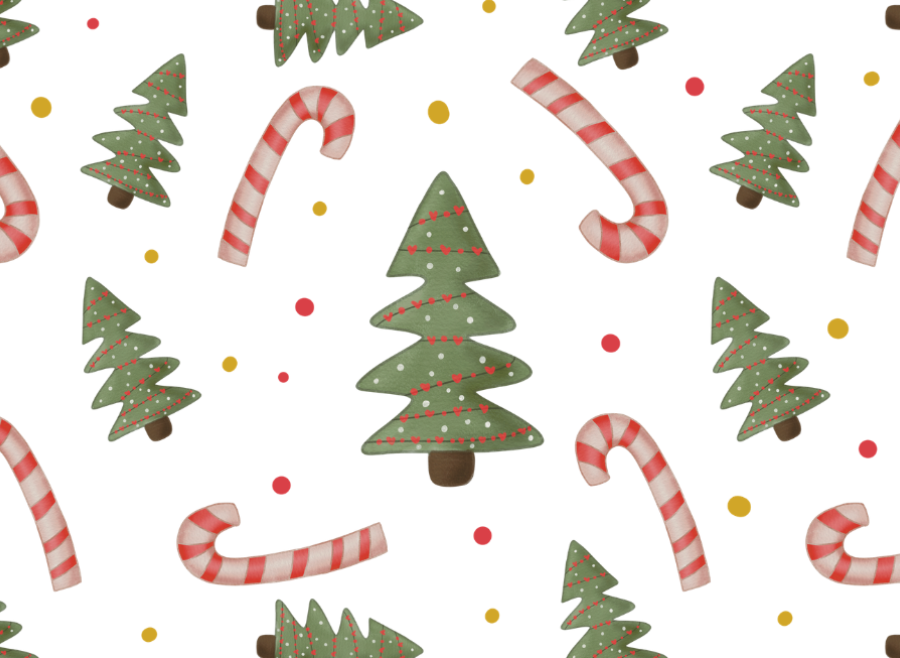 candy canes and Christmas tree art