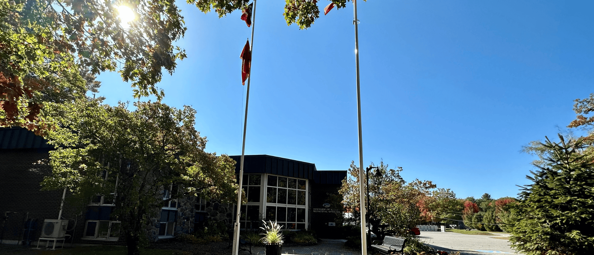 Municipal office building on a summer day