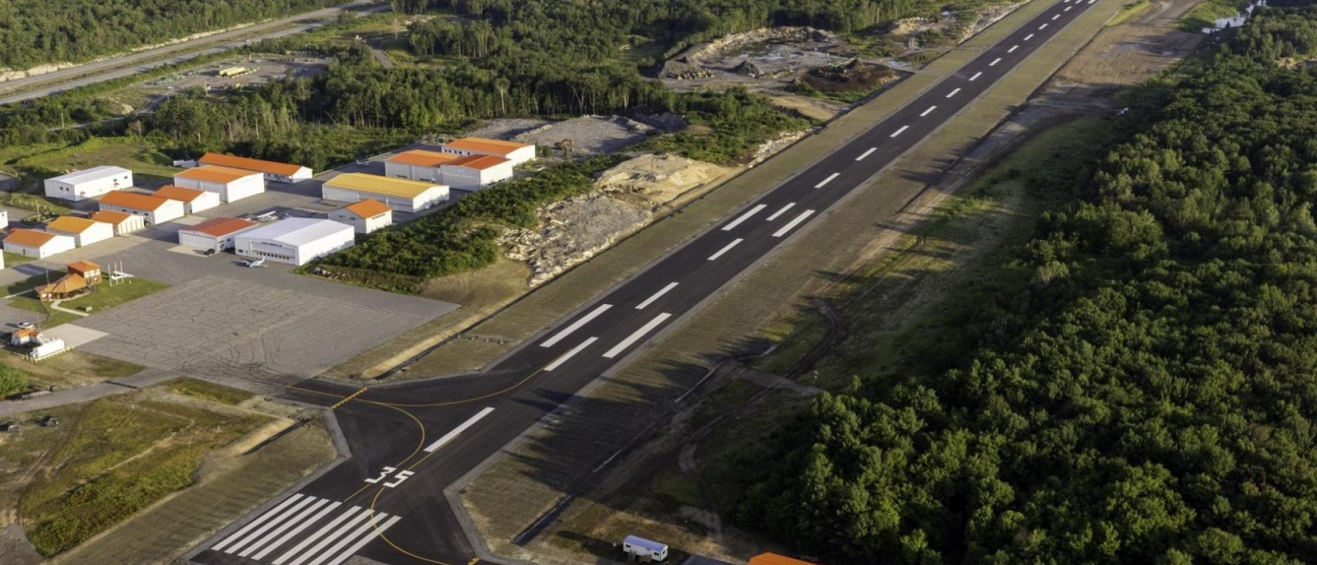 Freshly paved and painted runway at Parry Sound Municipal Airport