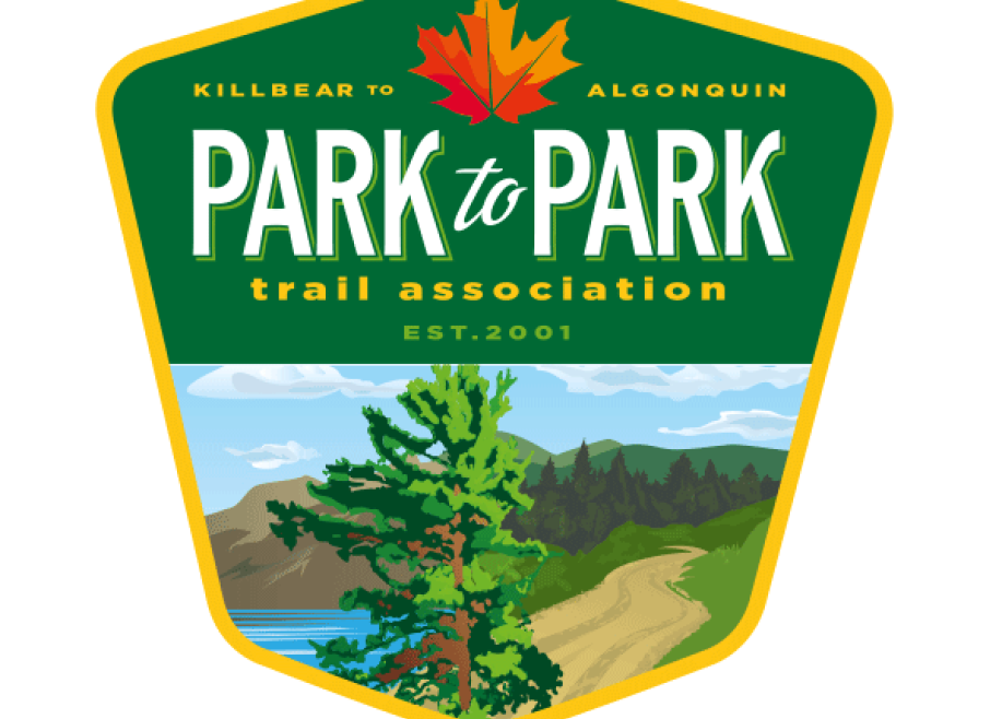 park-to-park logo featuring image of trail and decorative elements